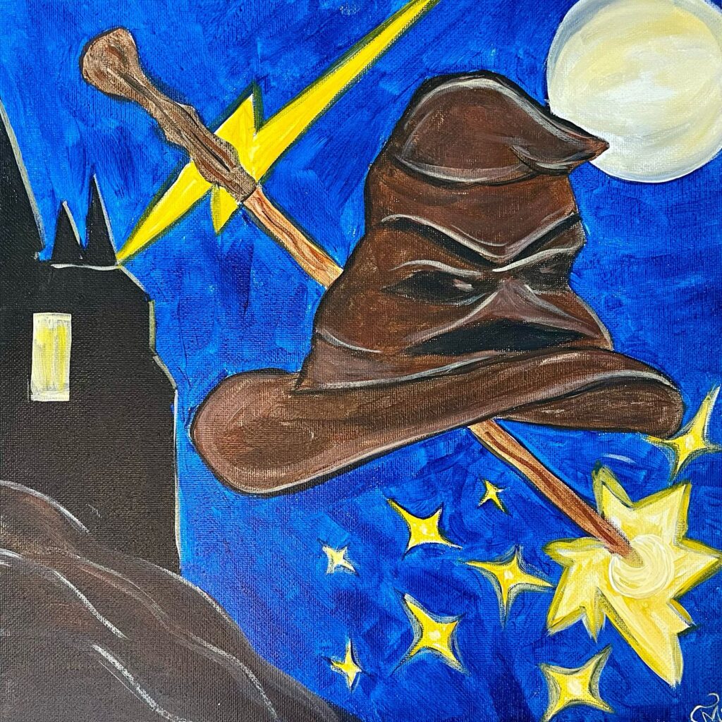 sorting hat harry potter painting