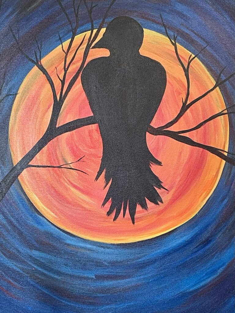 a bird silhouette painting