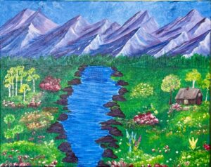 Cabin in the Mountains painting