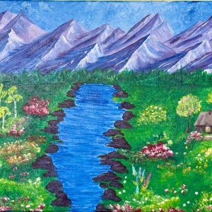 Cabin in the Mountains painting