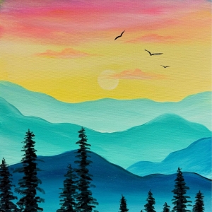 into the mountains painting